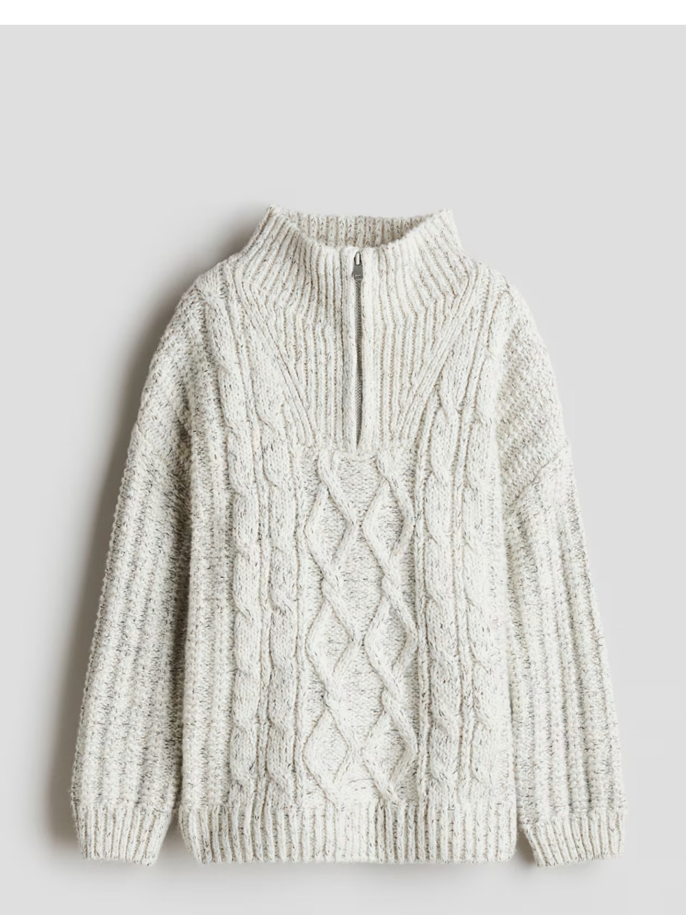 H&M Cozy Cream Cable-Knit Half-Zip Sweater 5-6T